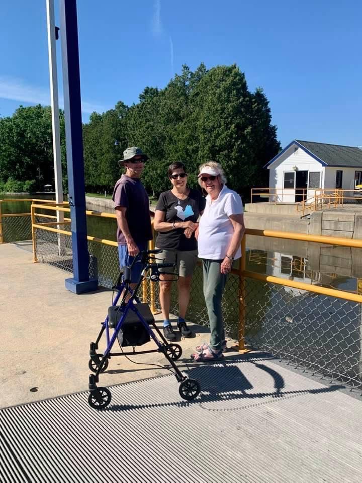 End of the Erie Canal with our first guest crew of 2021- Sue and Clare!